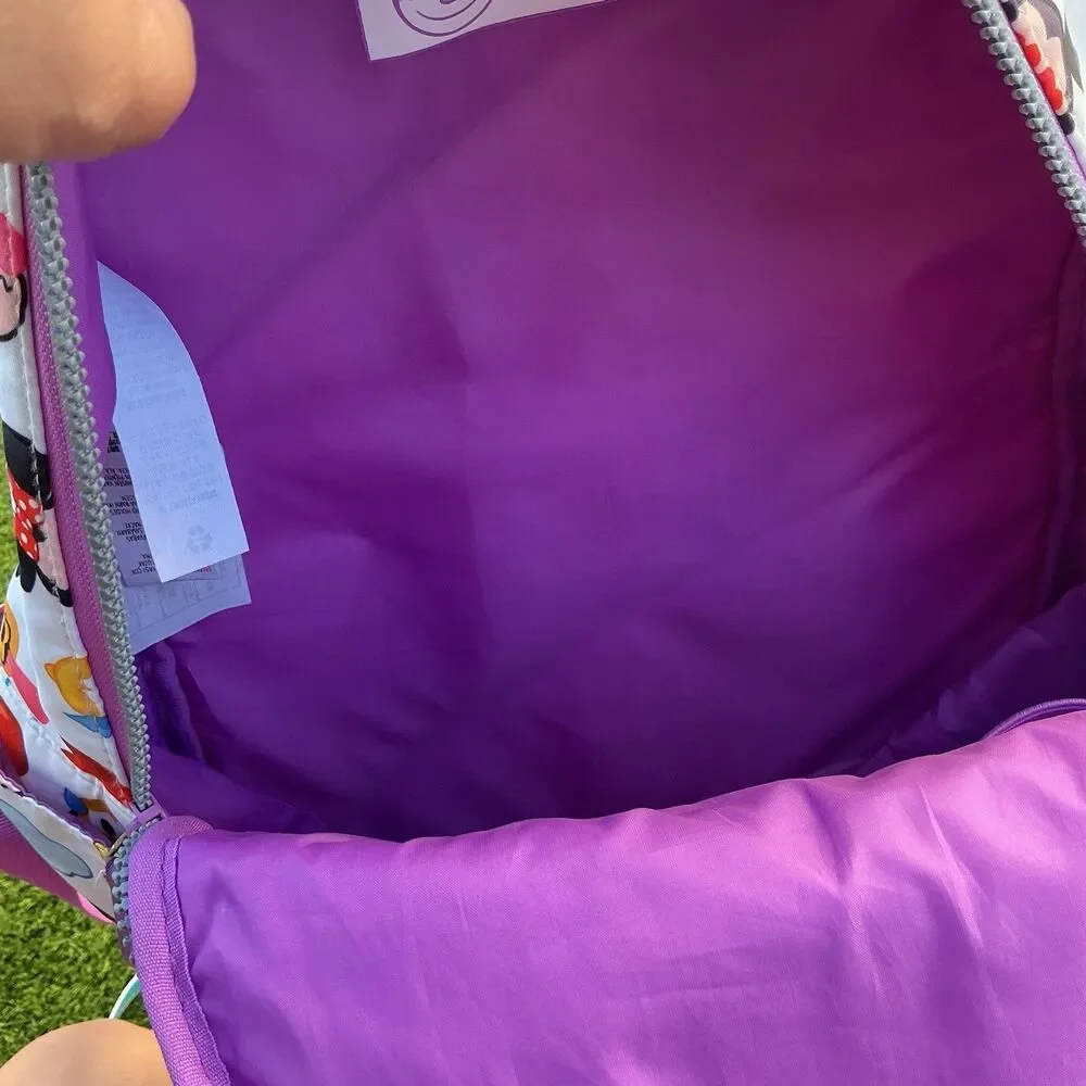 Disney Emoji Mickey Minnie Donald Goofy Pluto Backpack Purple White School Bag